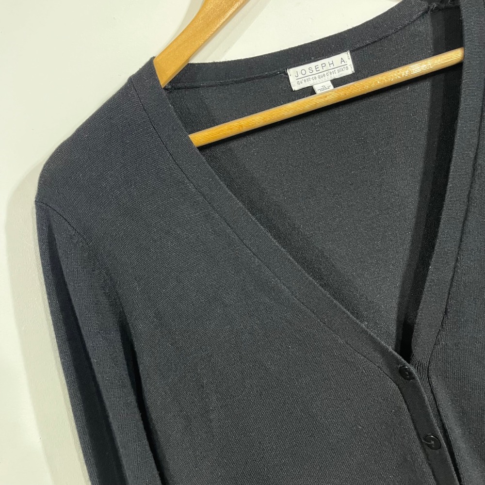 Joseph Parisian Quiet Luxury Cardigan Sweater Ribbed Women Small Minimalist Chic